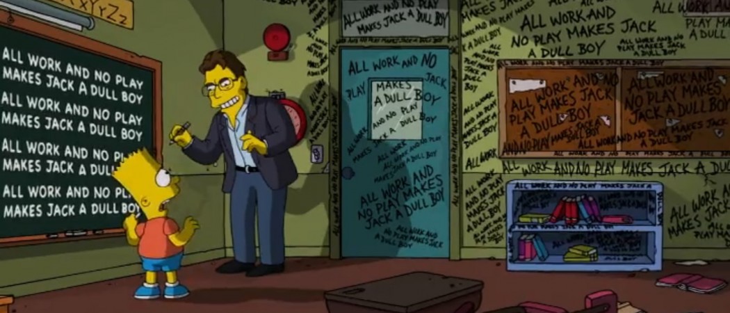 Wusste schon Jack Nicholsons Jack Torrance in Kubricks Verfilmung von Stephen Kings „The Shining“ – und Bart Simpson auch: „All work and no play makes Jack a dull boy“, sprich: „Wer nur arbeitet, wird wahnsinnig.“ (Bild: Fox)